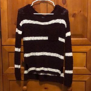 Charlotte Russe Maroon & White Striped Sweater